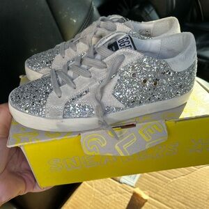 Kids Glitter Sneakers - Silver